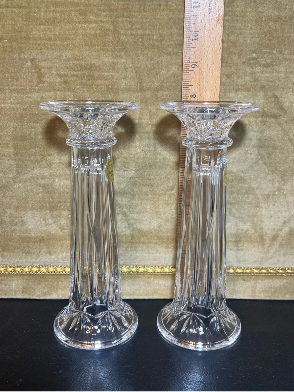 Princess House #730 Two/2 Lead Crystal Candlesticks Bud Vase Vtg Germany 7 3/4”
